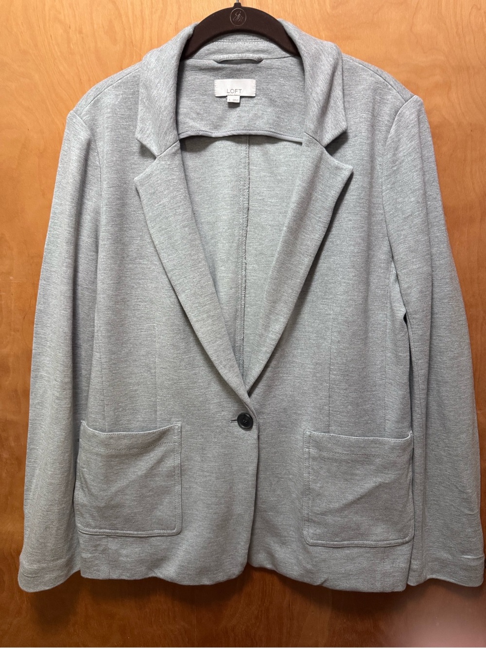 LOFT Light Gray Single-Button Knit Blazer Size Large
